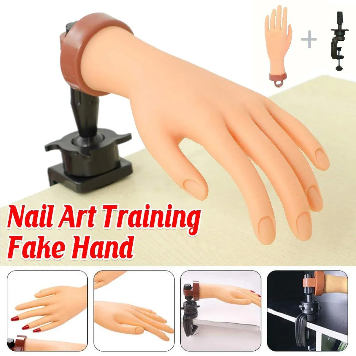 Manicure Practice Hand Mould Simulation Fake Hand Desktop Holder for Nail Art